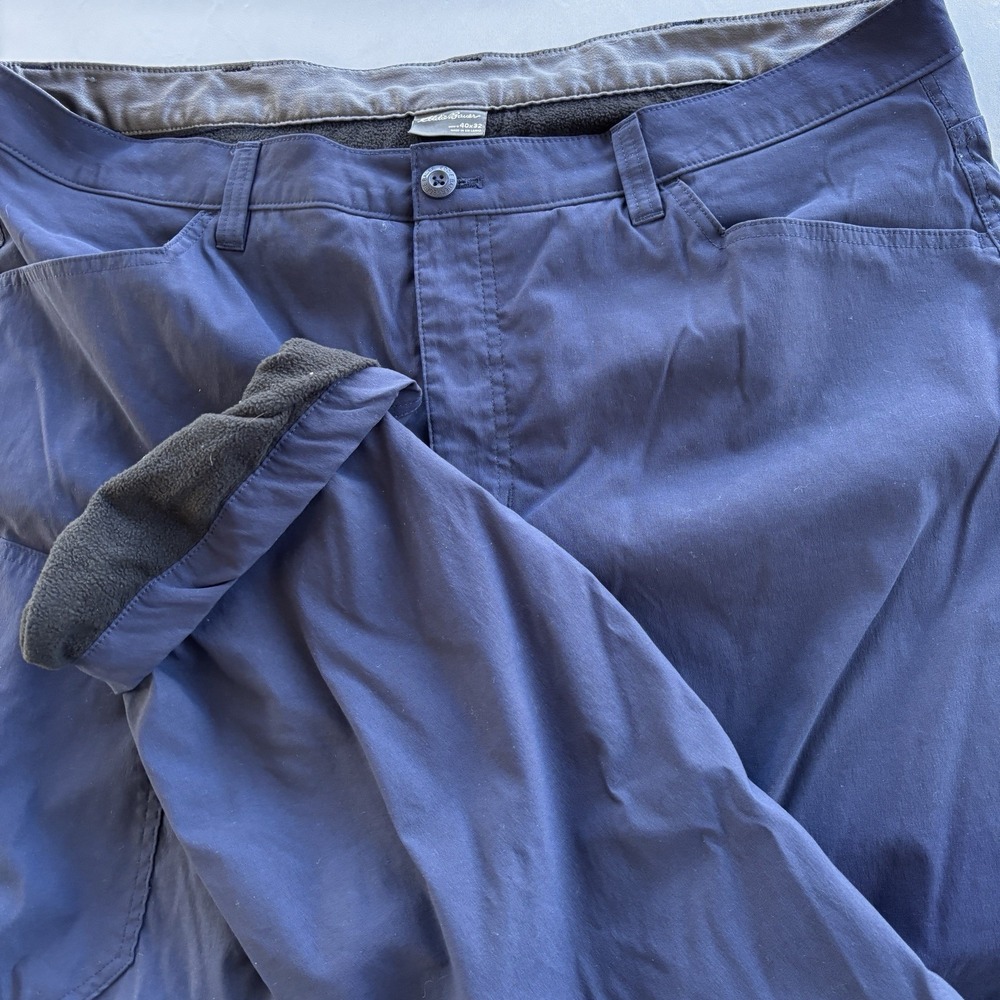 Eddie Bauer Mens Fleece Lined Tech Pants Blue Stretch W40 L32‎ Winter